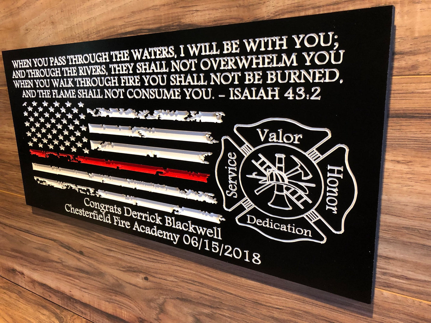 Personalized Firefighter Gift For Him, Custom Sign, Firefighter Sign, Firefighter Decor Thin Red Line American Flag