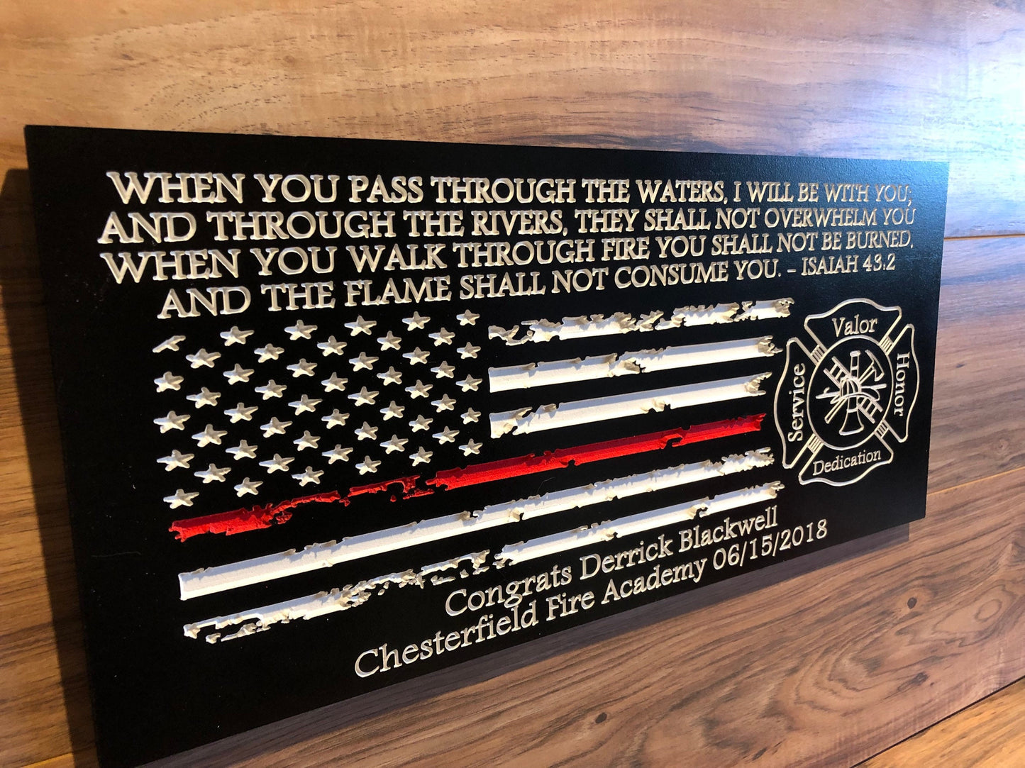 Personalized Firefighter Gift For Him, Custom Sign, Firefighter Sign, Firefighter Decor Thin Red Line American Flag