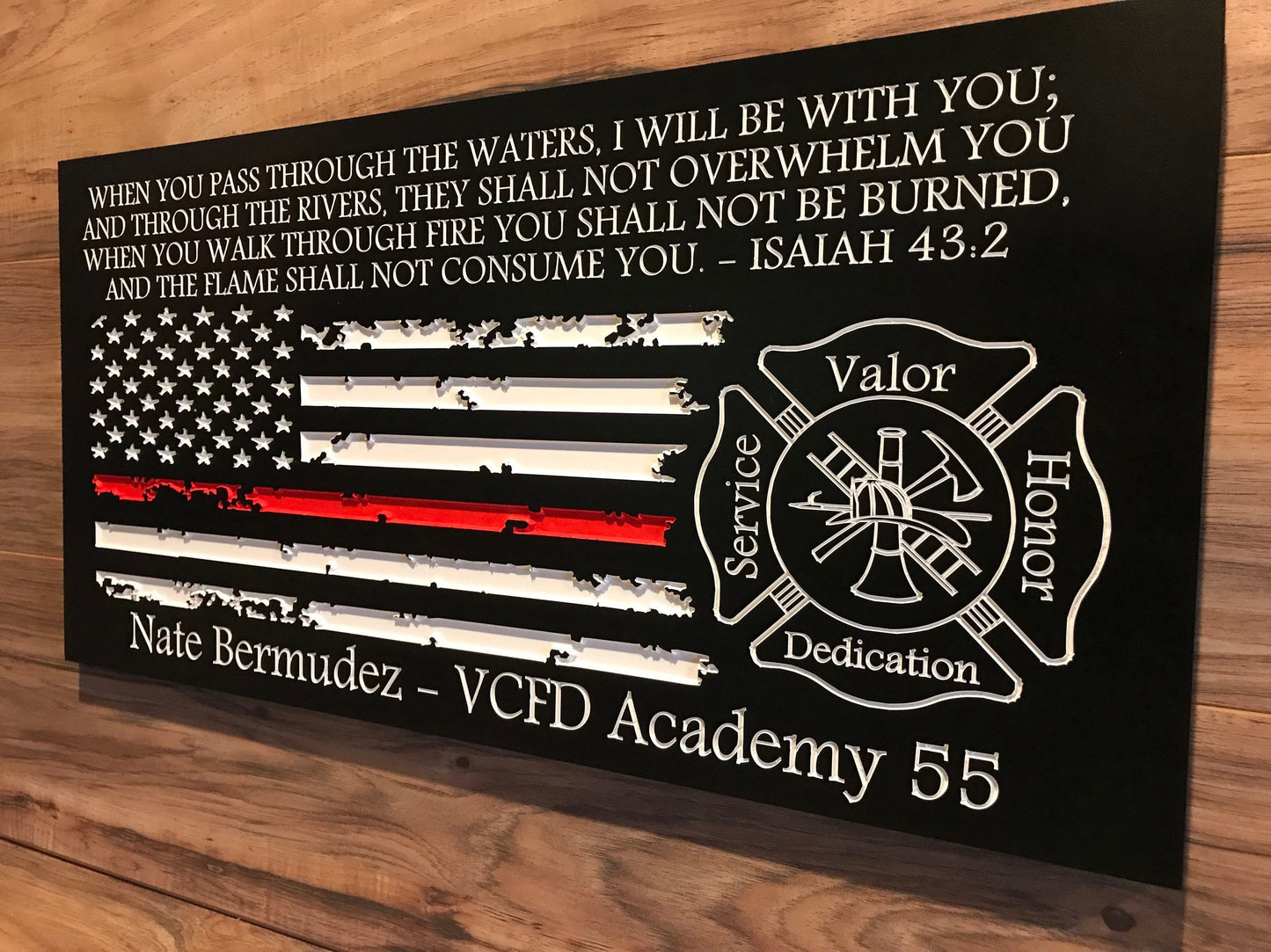 Personalized Firefighter Gift For Him, Custom Sign, Firefighter Sign, Firefighter Decor Thin Red Line American Flag