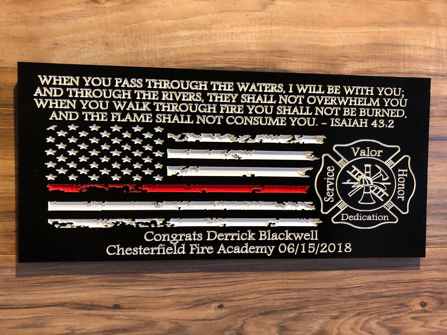 Personalized Firefighter Gift For Him, Custom Sign, Firefighter Sign, Firefighter Decor Thin Red Line American Flag