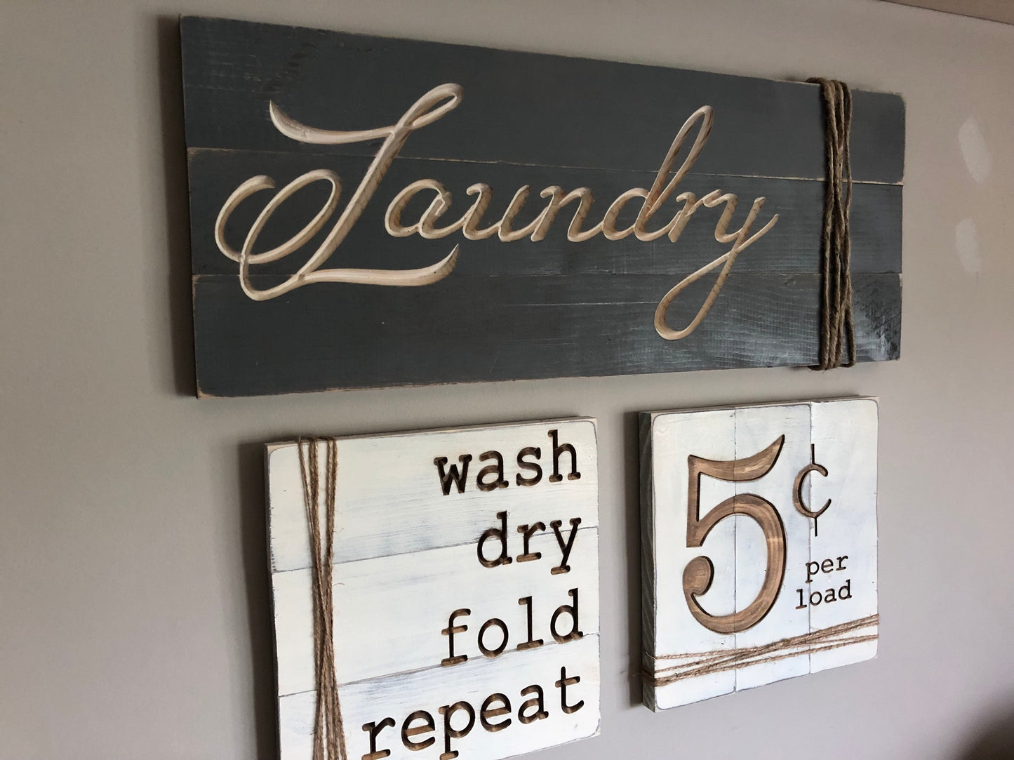 Laundry Room Decor Laundry Room Signs Wash Dry Fold Repeat Rustic Laundry Sign Set Shabby Chic Decor Reclaimed Wood Sign Farmhouse Sign