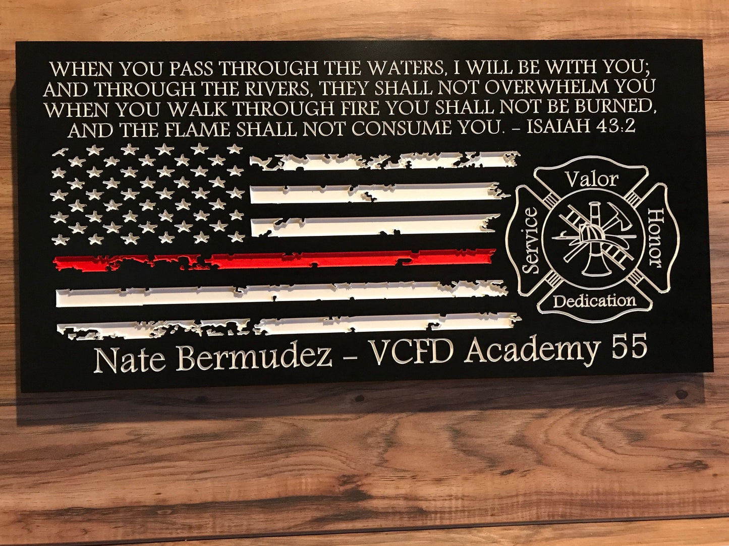 Personalized Firefighter Gift For Him, Custom Sign, Firefighter Sign, Firefighter Decor Thin Red Line American Flag