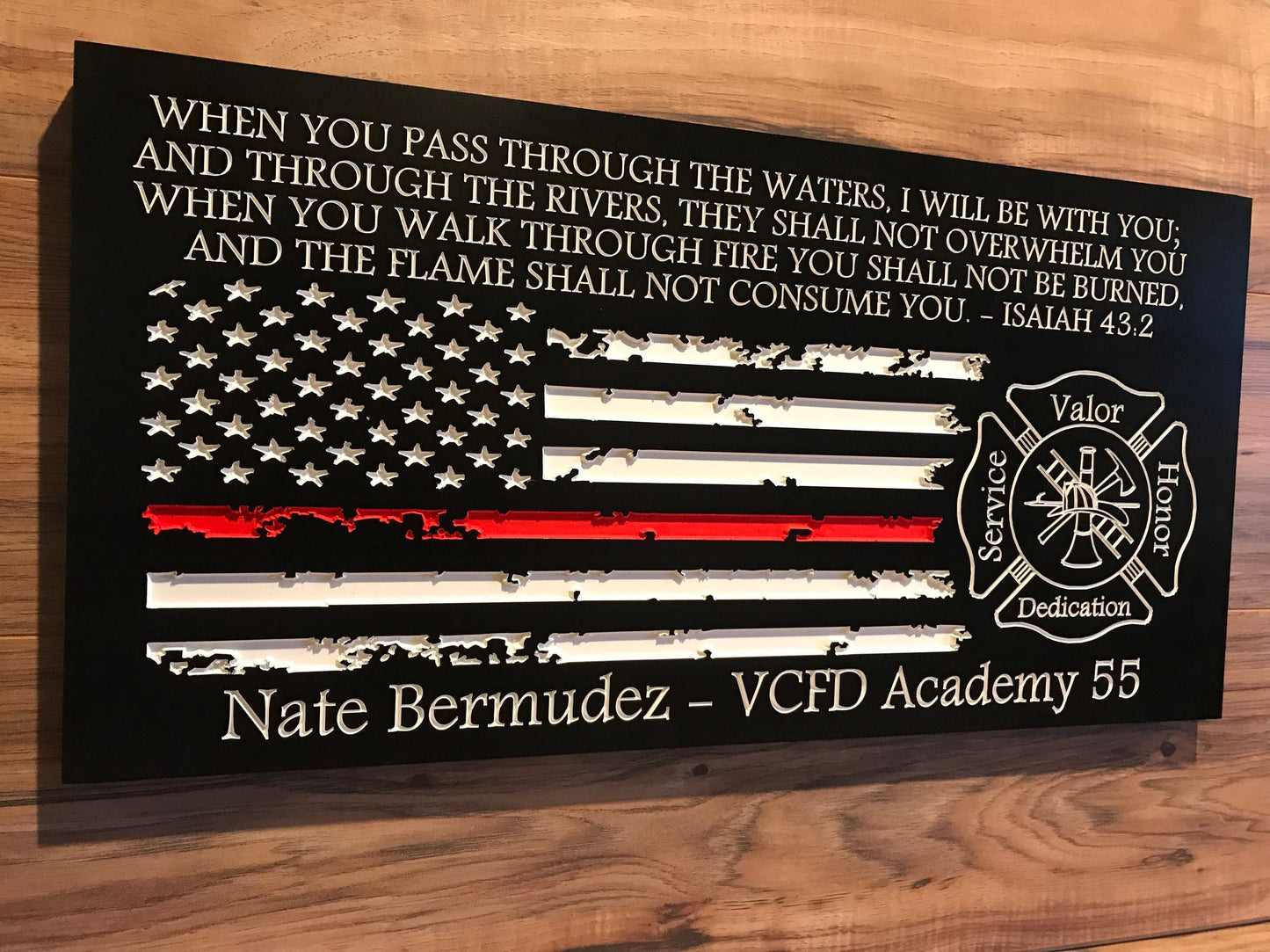 Personalized Firefighter Gift For Him, Custom Sign, Firefighter Sign, Firefighter Decor Thin Red Line American Flag