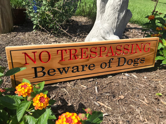 Personalized No Trespassing Beware of Dog Private Property Custom Wood Sign Custom Rustic Family Anniversary Gift Fathers Day Mothers Day