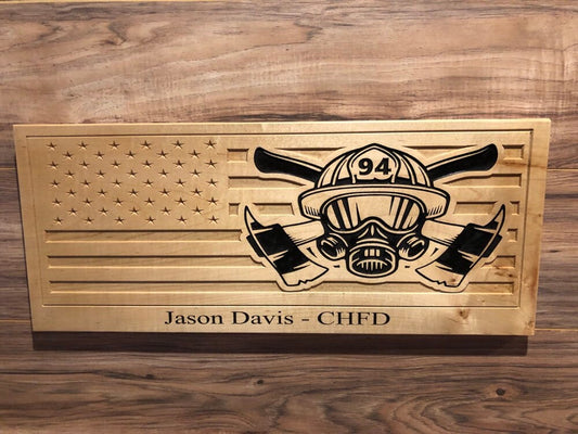 Personalized Firefighter Gift For Him Thin Red Line American Flag Christmas Custom Sign Rustic Home Decor Graduation Fathers Day Isaiah 43:2