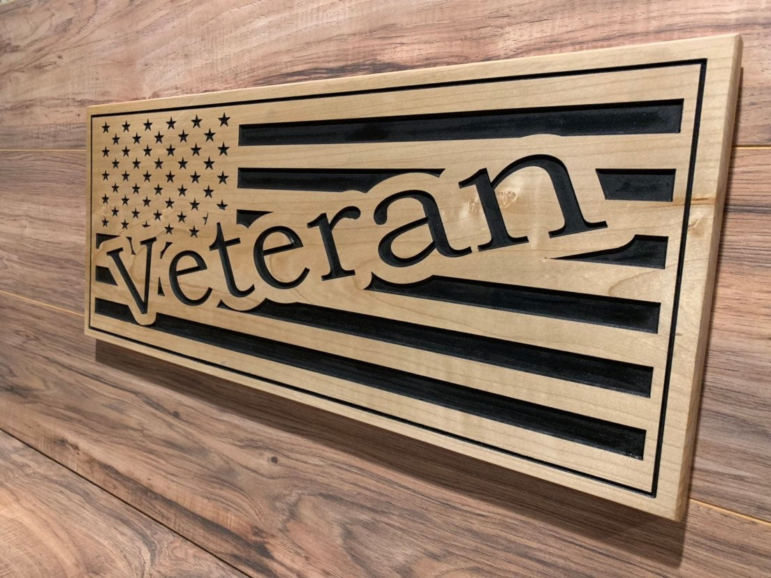 Custom Veteran Military American Flag Dog Tag Army Air Force Marines Navy Graduation Fathers Day Christmas Retirement Engraved Mothers Day