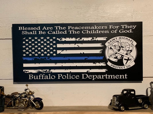 Personalized Police Officer Gifts Police Sign Rustic Thin Blue Line American Flag Home Decor Anniversary Fathers Day Christmas Graduation