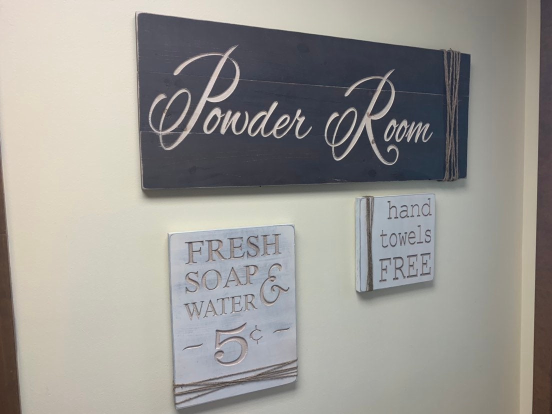 Powder Room Sign with Fresh Soap and Water, Bathroom Decor, Country Bathroom, Bathroom Sign, Farmhouse Decor, Half Bath Decor