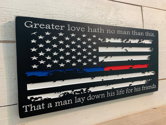 Firefighter Sign, Police Sign, Fireman, Police Officer, Firefighter Gift, Police Gift, Thin Red Line, Thin Blue Line, Firefighter Decor