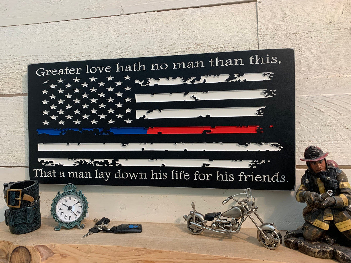 Firefighter Sign, Police Sign, Fireman, Police Officer, Firefighter Gift, Police Gift, Thin Red Line, Thin Blue Line, Firefighter Decor