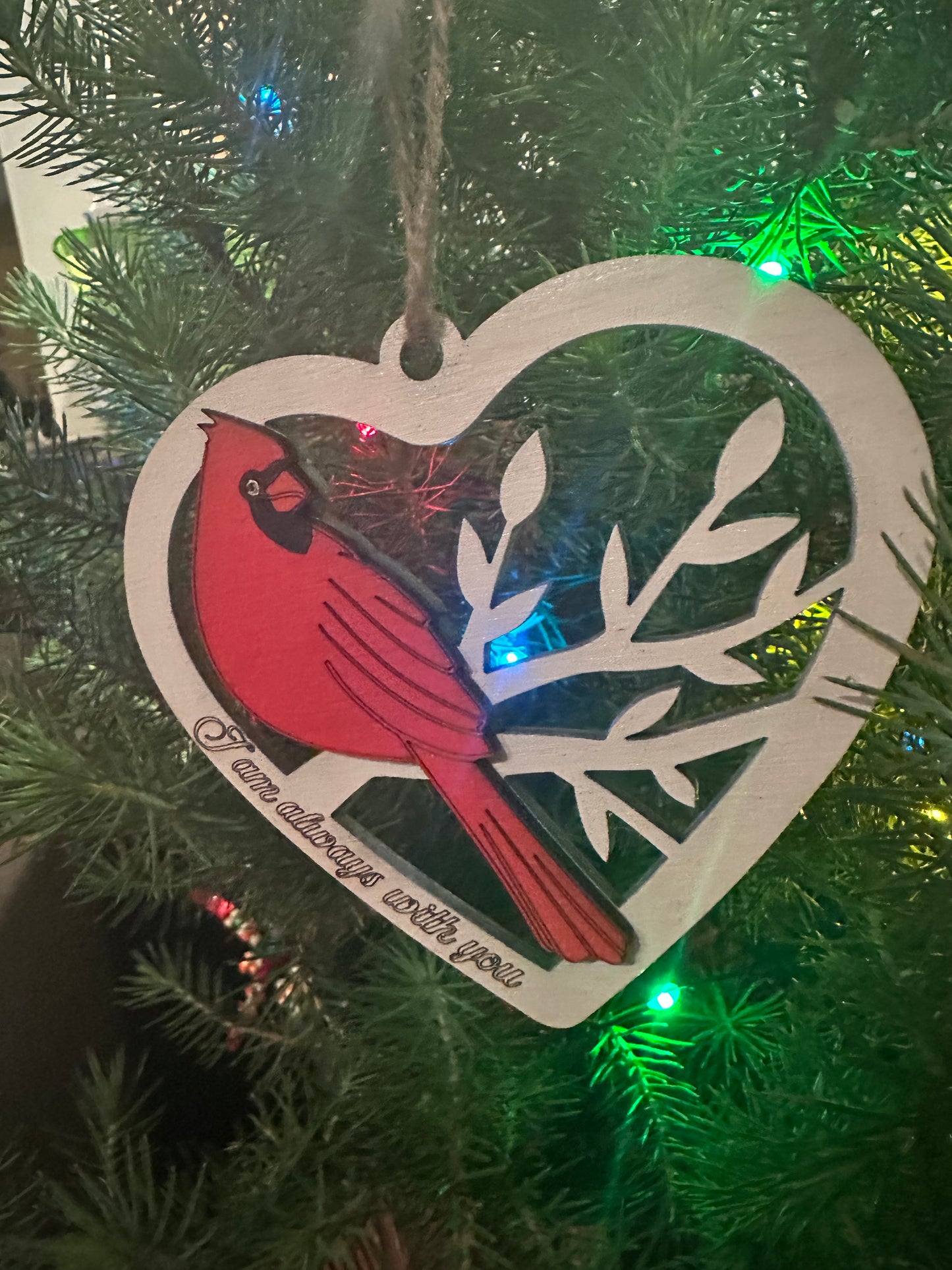 Cardinal Heart Christmas Ornament